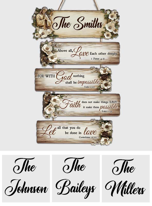 Let All That You Do Be Done In Love - Personalized Christian Hanging Wood Sign Set