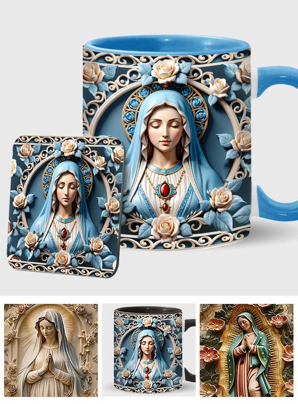 Mother Of God Rosette Wreath Emblem - Personalized Christian Accent Mug