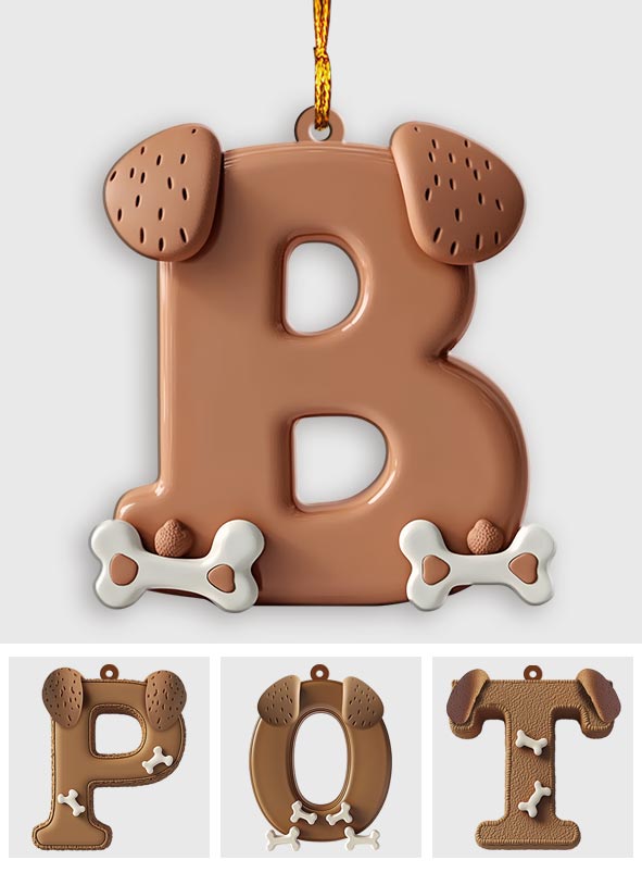 Cute Dog Paw Letter Ornament - Personalized Dog Ornament