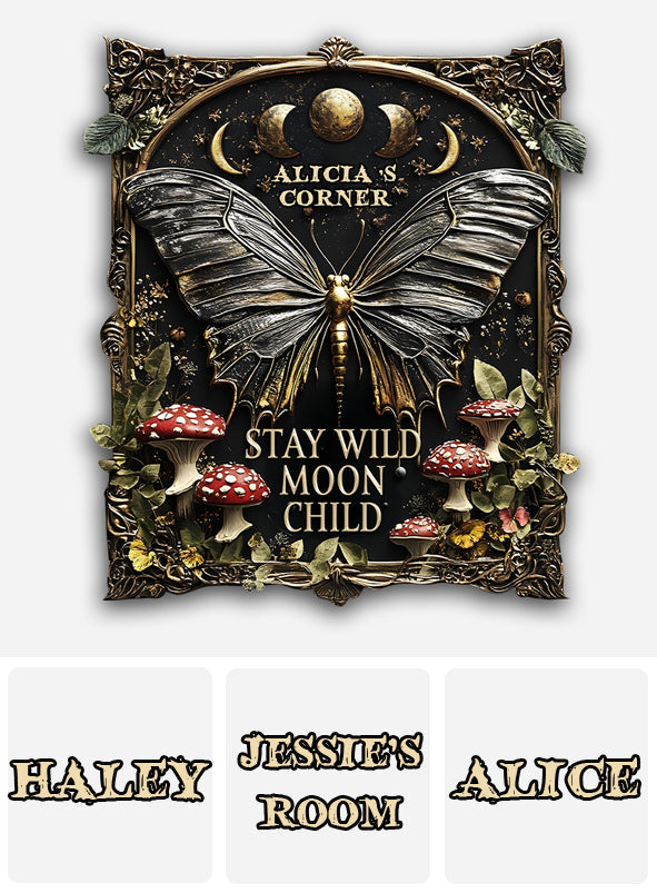 Stay Wild Moon Child - Personalized Hippie Cut Metal Sign