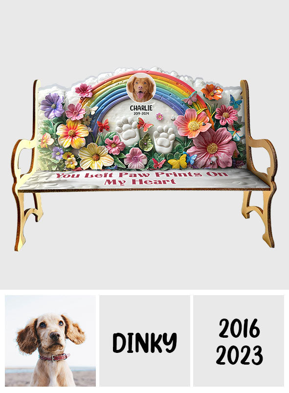 You Left Paws Prints On Our Hearts - Personalized Dog Wooden Bench
