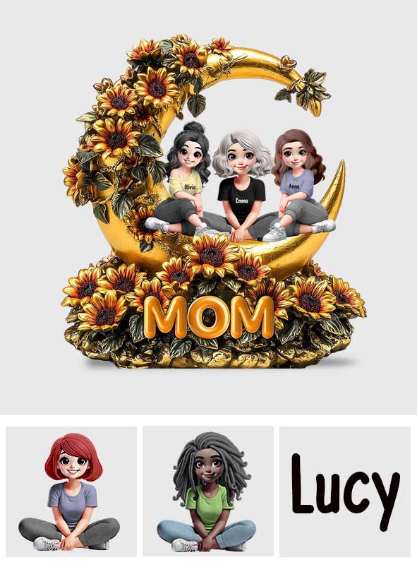 Mother & Daughters Sunflower - Personalized Mother Custom Shaped Acrylic Plaque