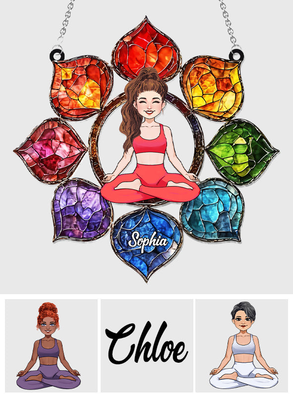 Vibrant Om Symbol - Personalized Yoga Window Hanging Suncatcher Ornament