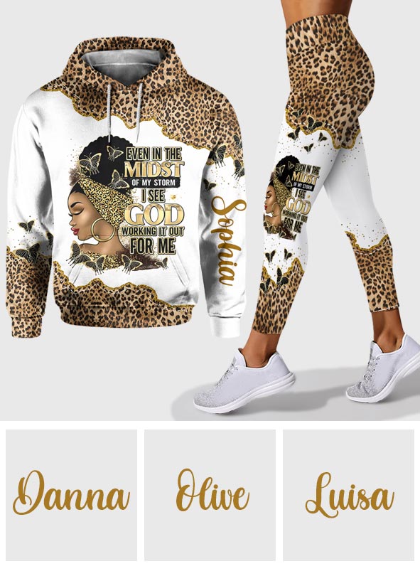 I See God Working It Out For Me - Personalized African American Hoodie and Leggings