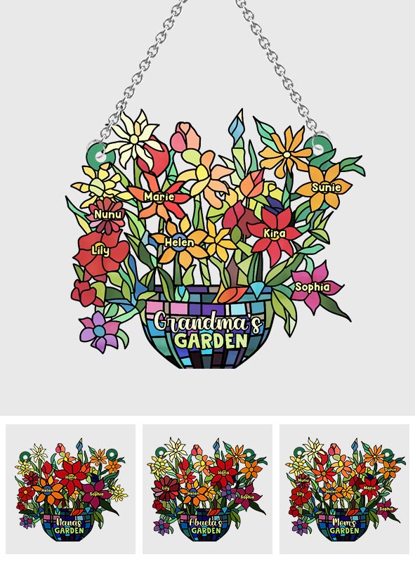 Grandma's Garden - Personalized Grandma Window Hanging Suncatcher Ornament