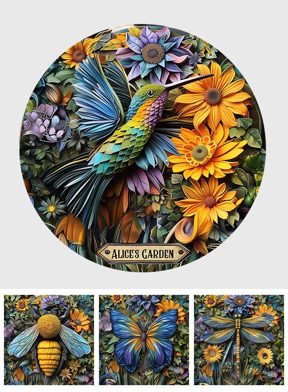 Beautiful Garden - Personalized Gardening Round Metal Sign