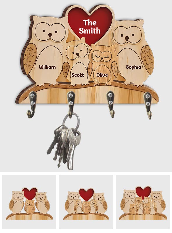 Happy Family - Personalized Family Custom Shaped Key Rack