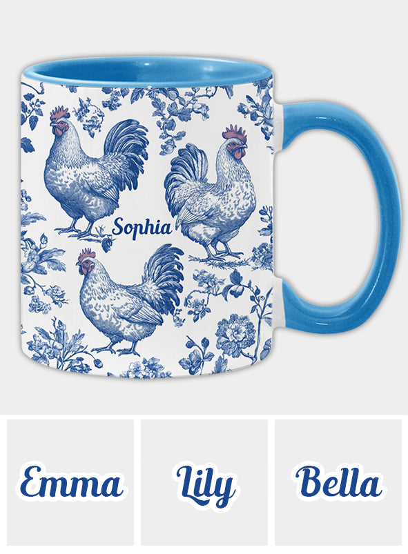 Chicken Toile de Jouy - Personalized Chicken Accent Mug