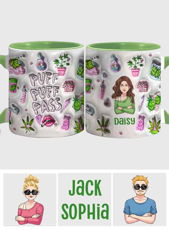 Puff Puff Pass Inflated 3D - Personalized Weed Accent Mug