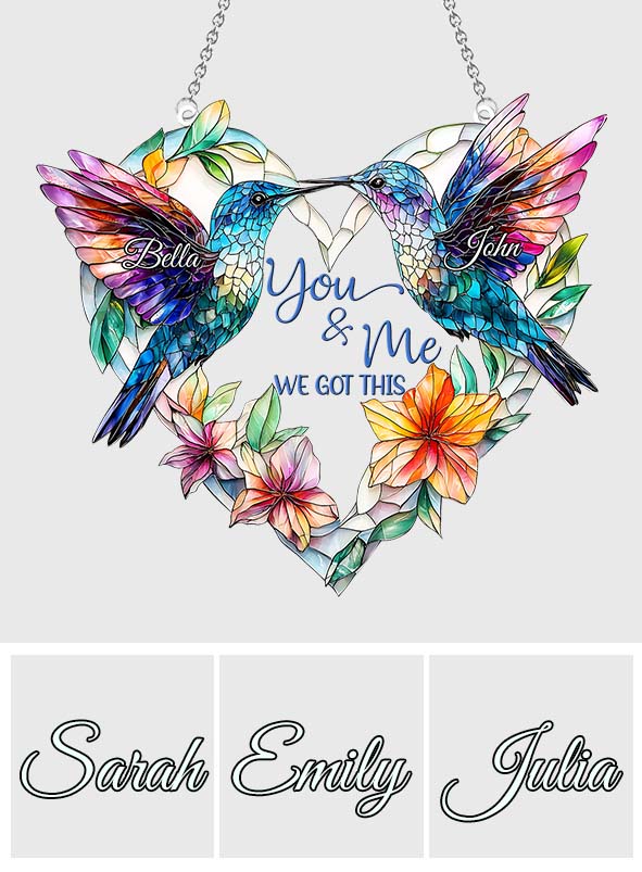 Hummingbird Couple - Personalized Hummingbird Window Hanging Suncatcher Ornament