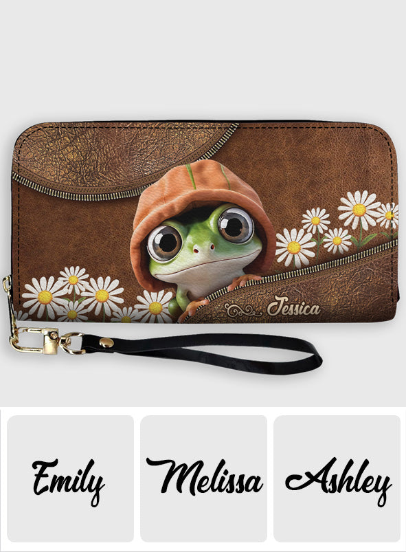 Adorable Frog - Personalized Frog Leather Long Wallet