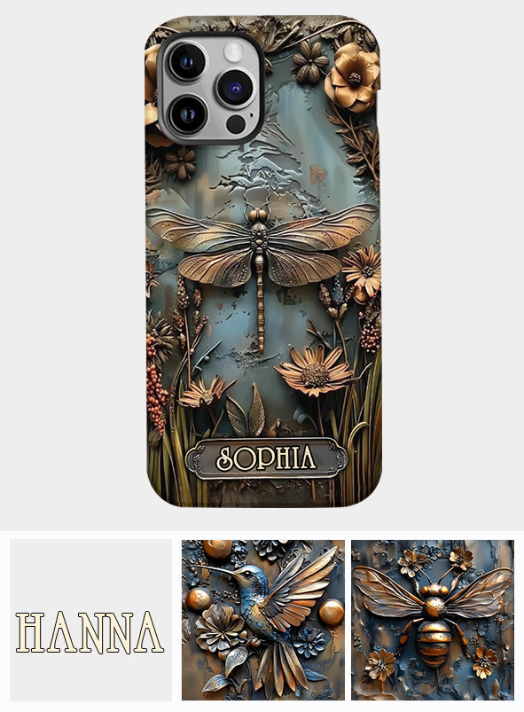 Beautiful Drafgonfly, Butterfly, Hummingbird - Personalized Gardening Full Print Phone Case