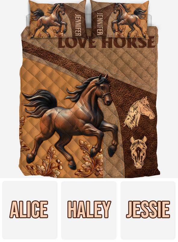 Love Horse - Personalized Horse Quilt Set