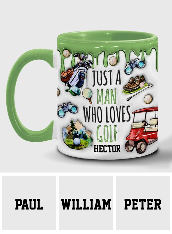 Just A Man Who Loves Golf - Personalized Golf Accent Mug