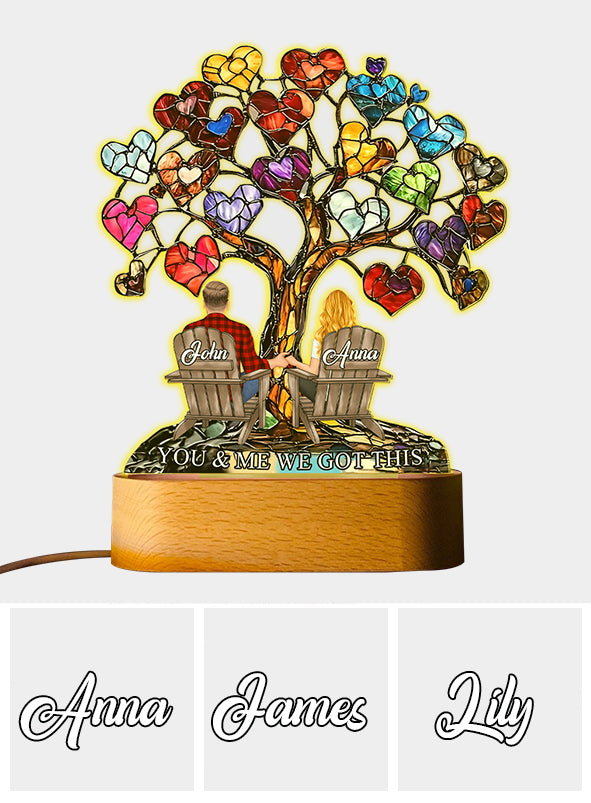 You And Me We Got This - Personalized Couple Shaped Plaque Light Base