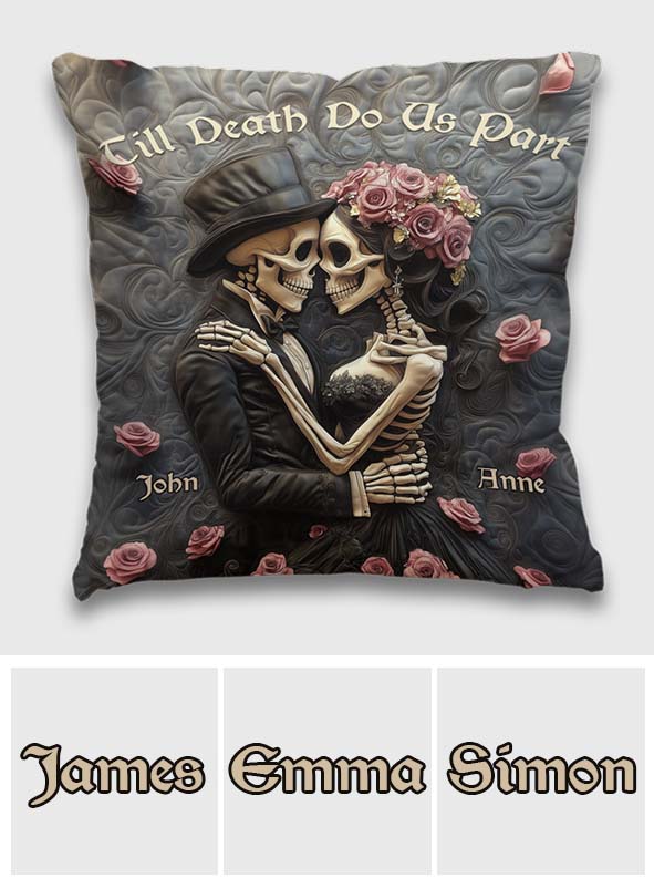 Till Death Do Us Part - Personalized Skull Throw Pillow