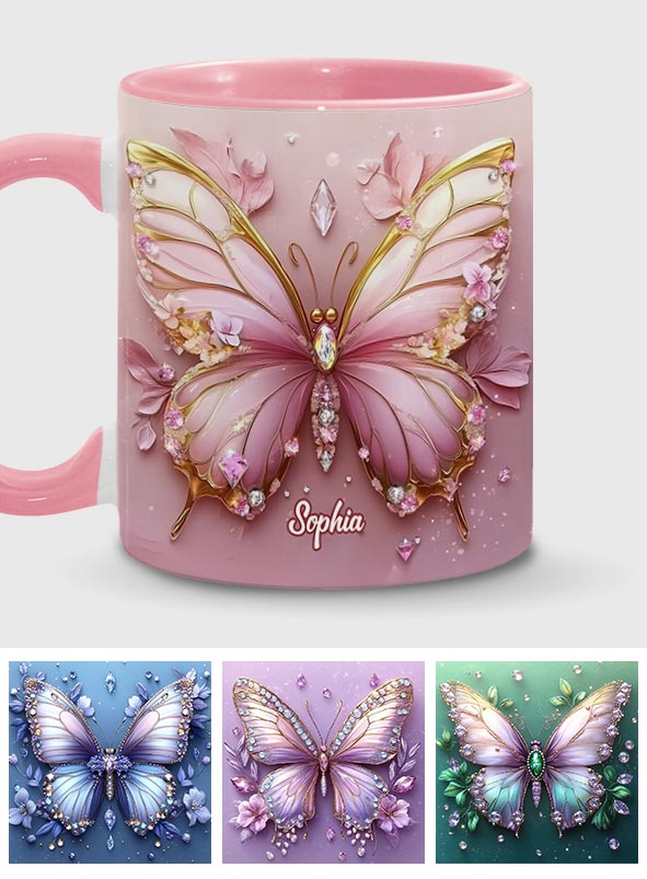 Beautiful Butterfly - Personalized Butterfly Accent Mug