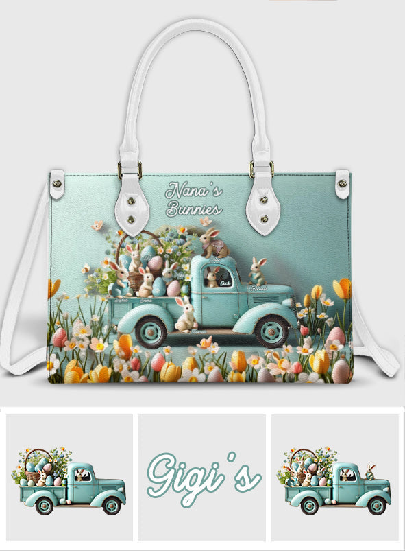 Mama/ Nana's ... Bunnies - Personalized Grandma Leather Handbag