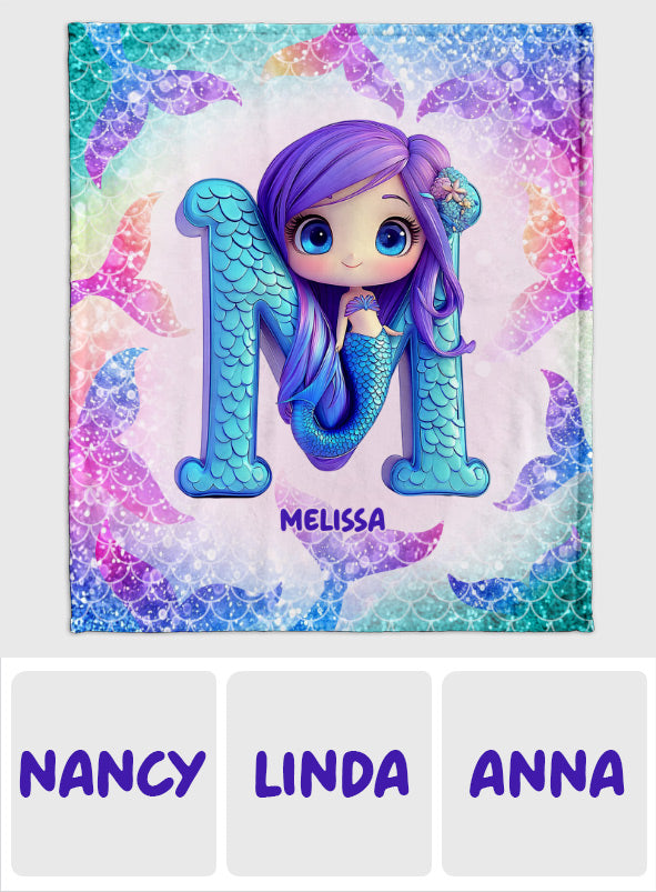 Adorable Mermaid Letter - Personalized Kid Blanket