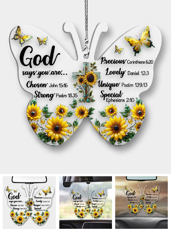 God Says You Are... - Christian Transparent Car Ornament
