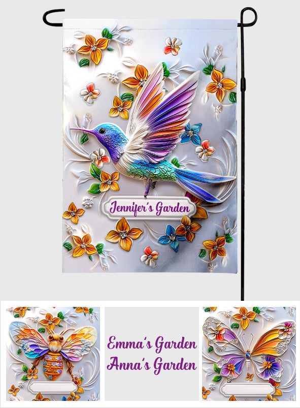 Stunning Butterfly Dragonfly Bee Hummingbird - Personalized Gardening Garden Flag
