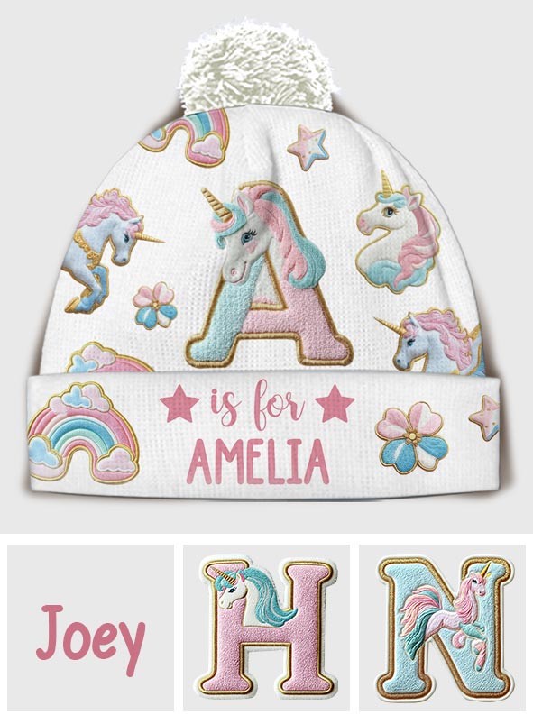 Beautiful Unicorn Alphabet - Personalized Kid Beanie Hat