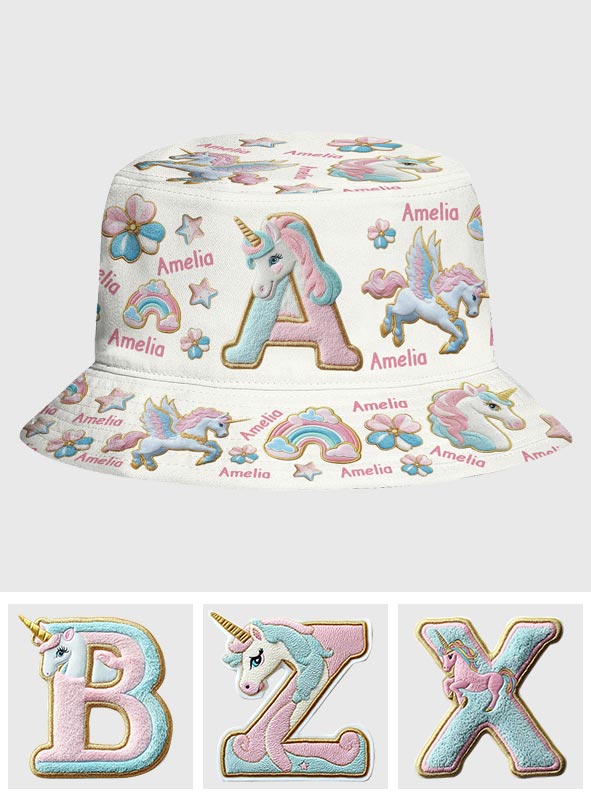 Beautiful Unicorn Alphabet - Personalized Kid Bucket Hat