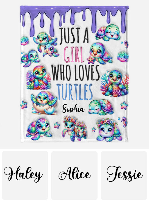 Just A Girl Who Loves Turtles - Personalized Turtle Blanket