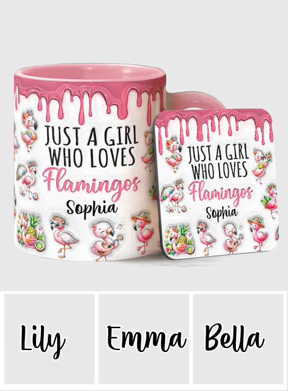 Just A Girl Who Loves Flamingos - Personalized Flamingo Accent Mug