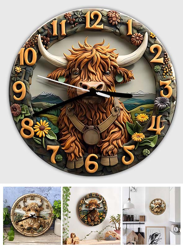 Love Highland Cow - Personalized Wall Clock