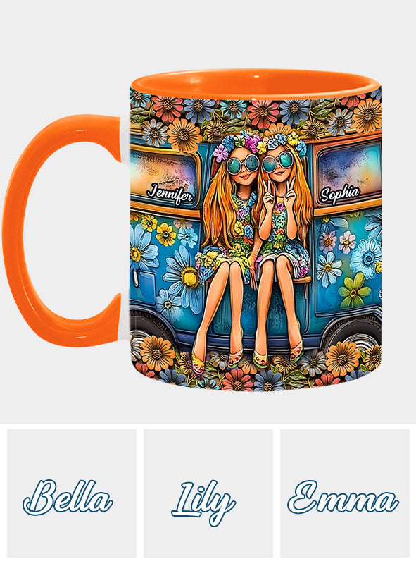 Soul Sisters Journey: Peace & Wanderlust - Personalized Hippie Accent Mug