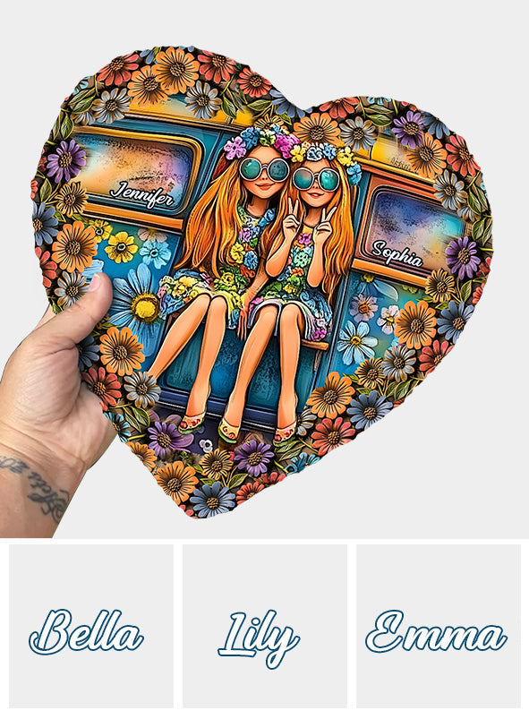 Soul Sisters Journey: Peace & Wanderlust - Personalized Hippie Heart Shaped Stone