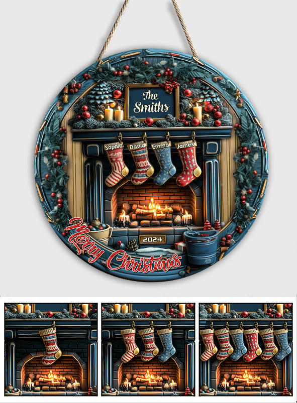 Merry Christmas - Personalized Family Custom Shaped Wood Sign