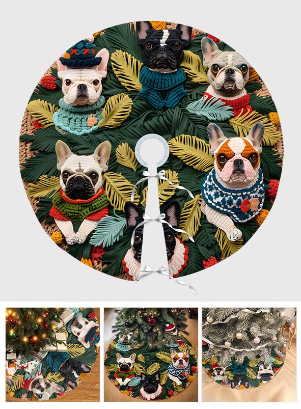 Merry Woofmas Frenchie - French Bulldog Tree Skirt