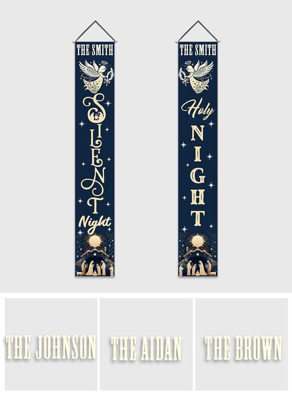Silent Night Holy Night - Personalized Christian Porch Sign