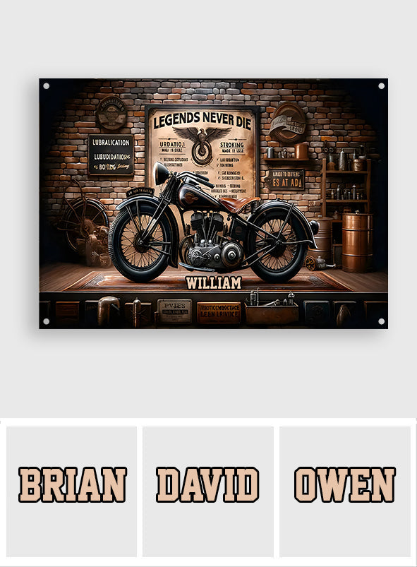 Legens Never Die - Personalized Biker Rectangle Metal Sign