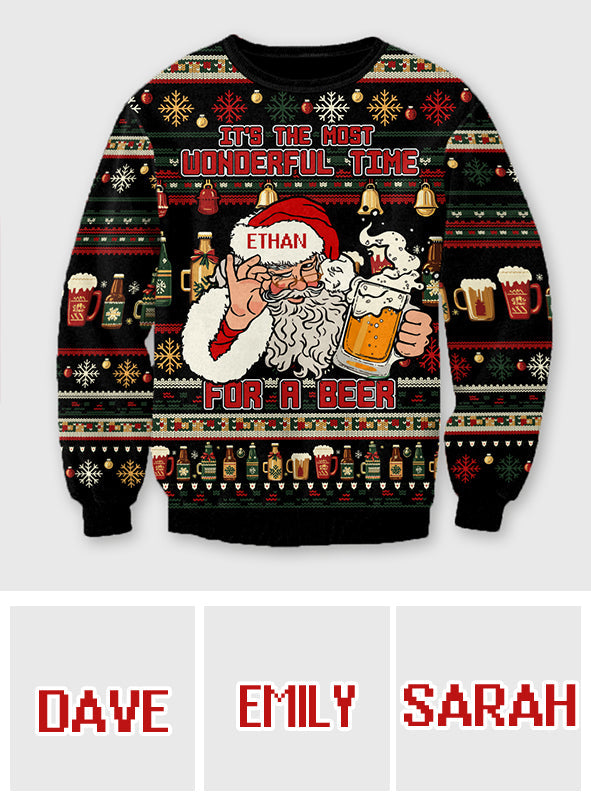 It's The Most Wonderful Time - Personalized Beer Ugly Sweater