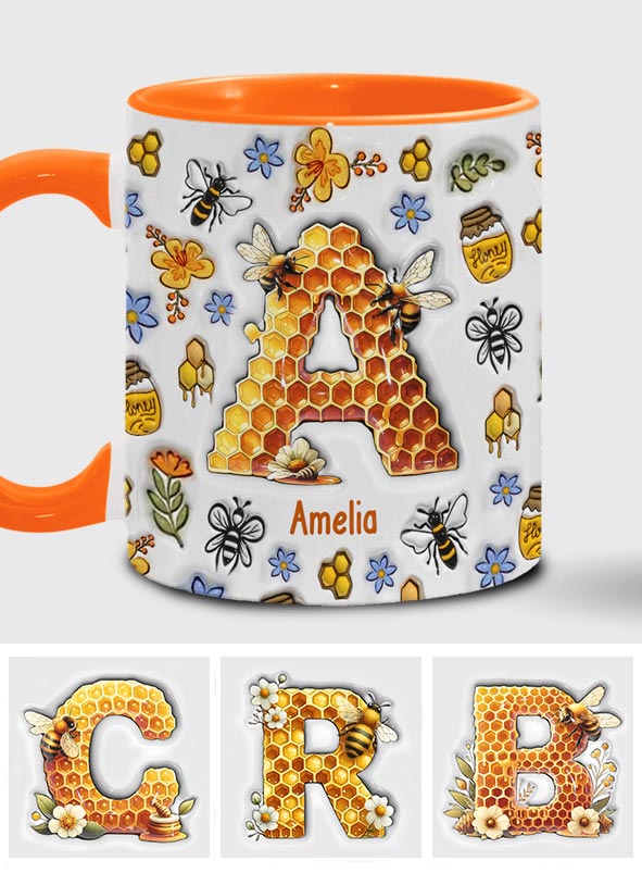 Stunning Bee Letter - Personalized Gardening Accent Mug