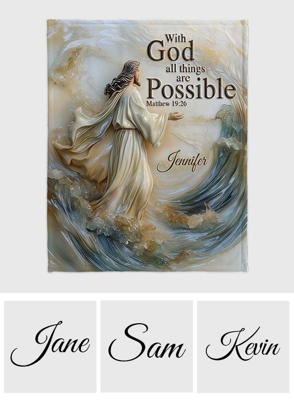 With God All Things Are Possible - Personalized Christian Blanket