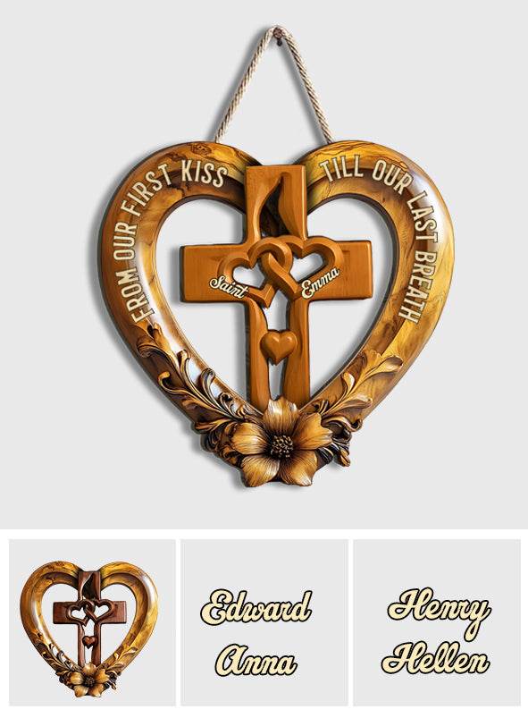 From Our First Kiss - Personalized Couple Custom Shaped Wood Sign