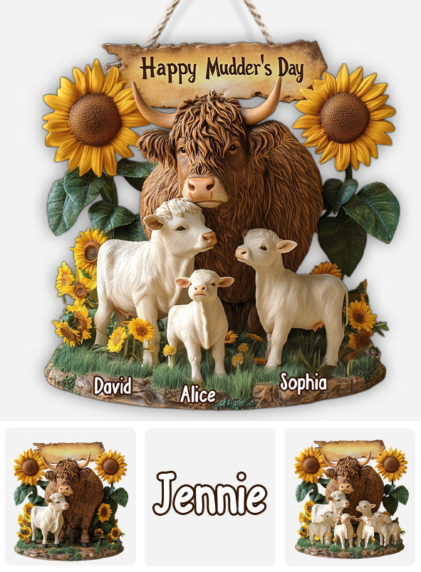 Happy Mudder's Day - Personalized Mother Custom Shaped Wood Sign