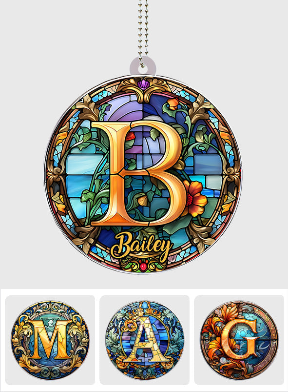 Stained Glass Letter - Personalized Family Car Ornament