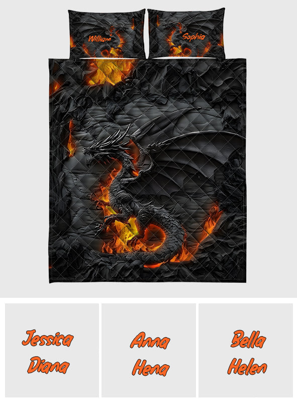 Fire Dragon - Personalized Dragon Quilt Set