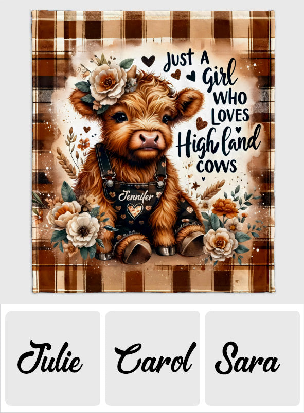 Just A Girl Who Loves Highland Cows - Personalized Blanket