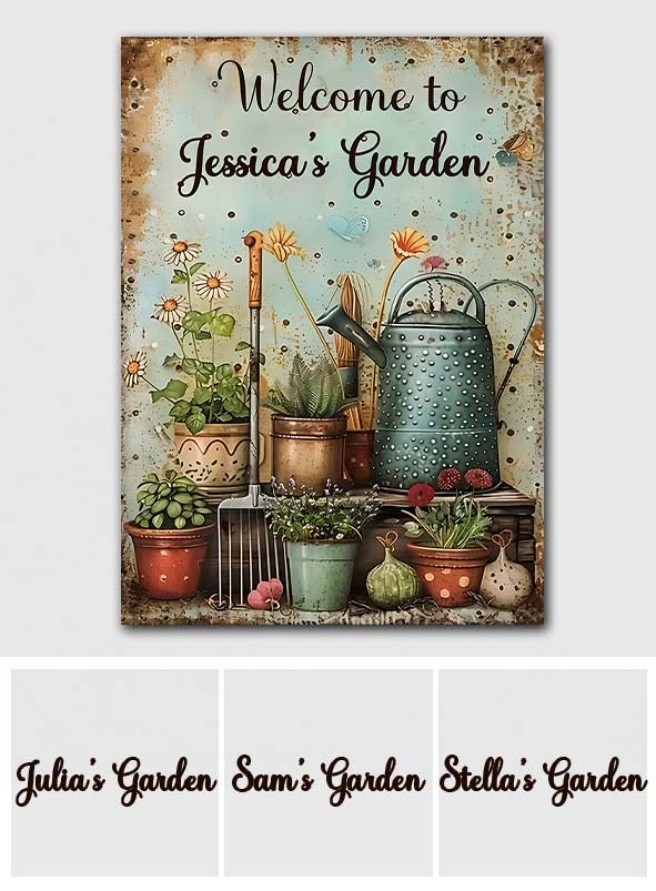 Welcome To My Garden - Personalized Gardening Rectangle Metal Sign