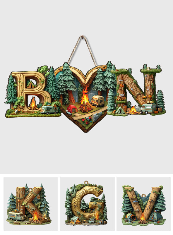 Camping Couple Letter - Personalized Camping Custom Shaped Wood Sign