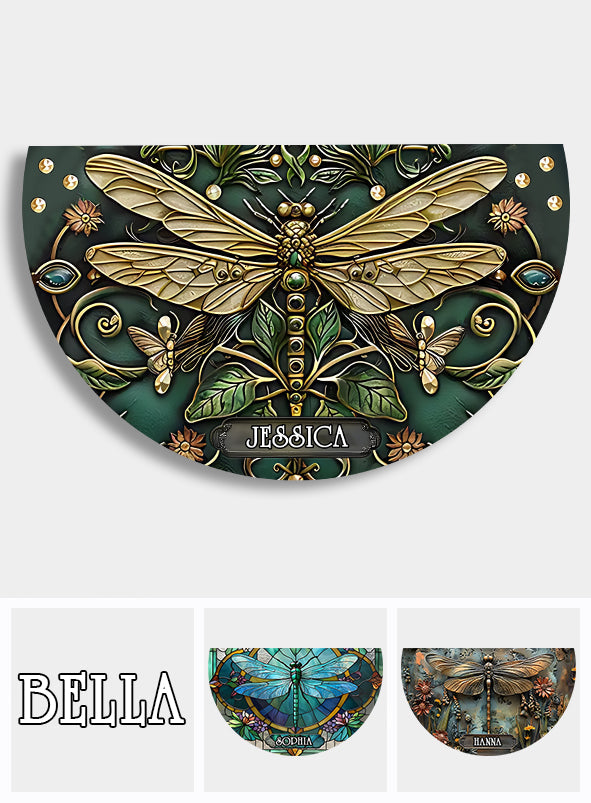 Beautiful Vintage Dragonfly - Personalized Gardening Shaped Doormat