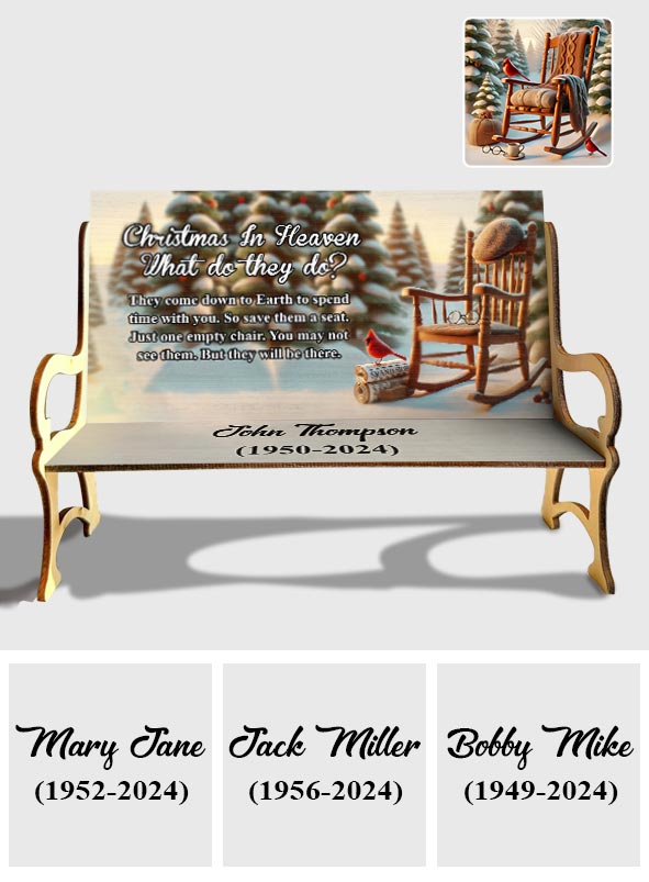 Christmas In Heaven - Personalized Memorial Wooden Bench