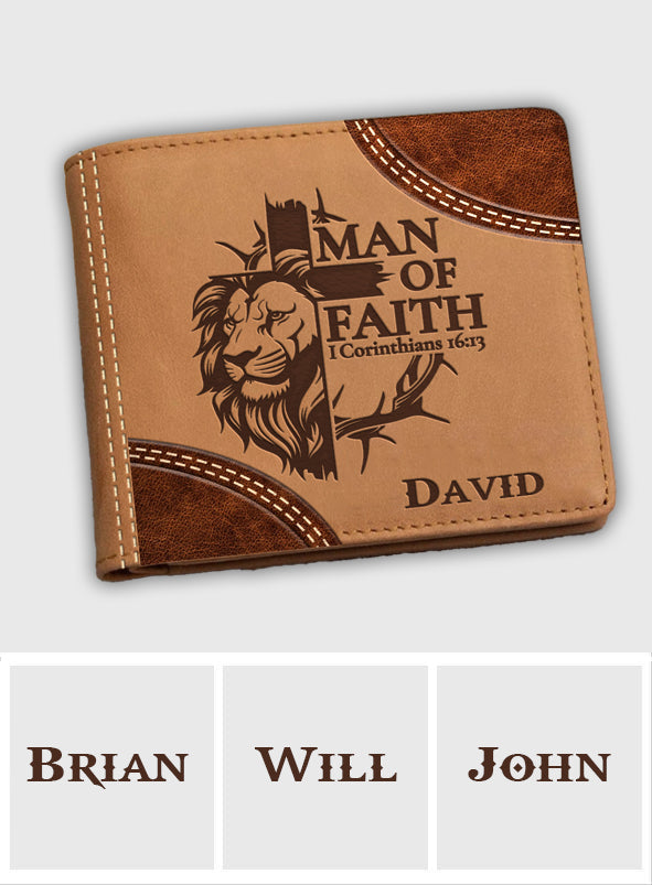 Man Of Faith - Personalized Christian Leather Wallet