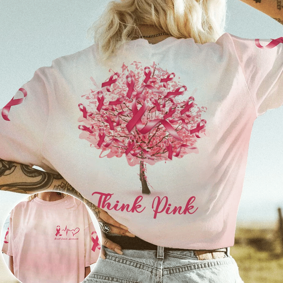 Think Pink - Breast Cancer Awareness All Over T-shirt and Hoodie 0822